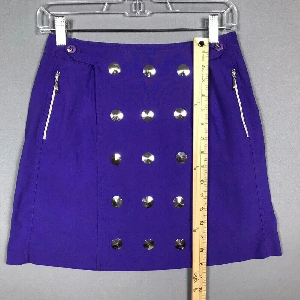 Jamie Sadock Skort Size 2 Silver Disc Studded Stretch Pockets Golf Pickleball - Picture 11 of 14